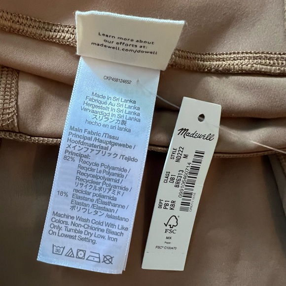 NWT Madewell Workout Leggings with Pockets. Tan Taupe. Size Medium - Picture 2 of 4